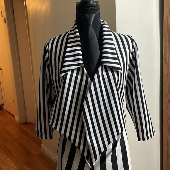 3 Piece Beetlejuice Halloween Costume, Black & White Stripes, Size Adult Small - Picture 2 of 12